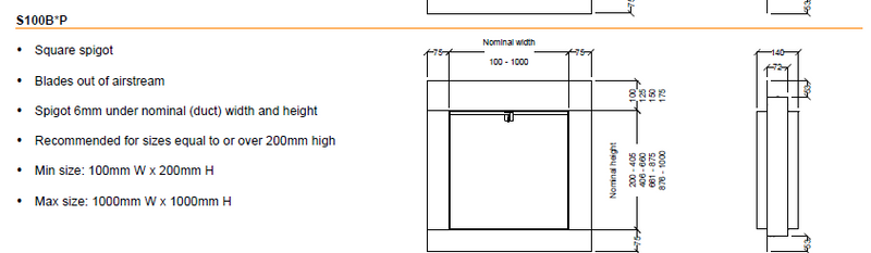 S100BGP – NCA Series 100 Plate Frame Fire Damper