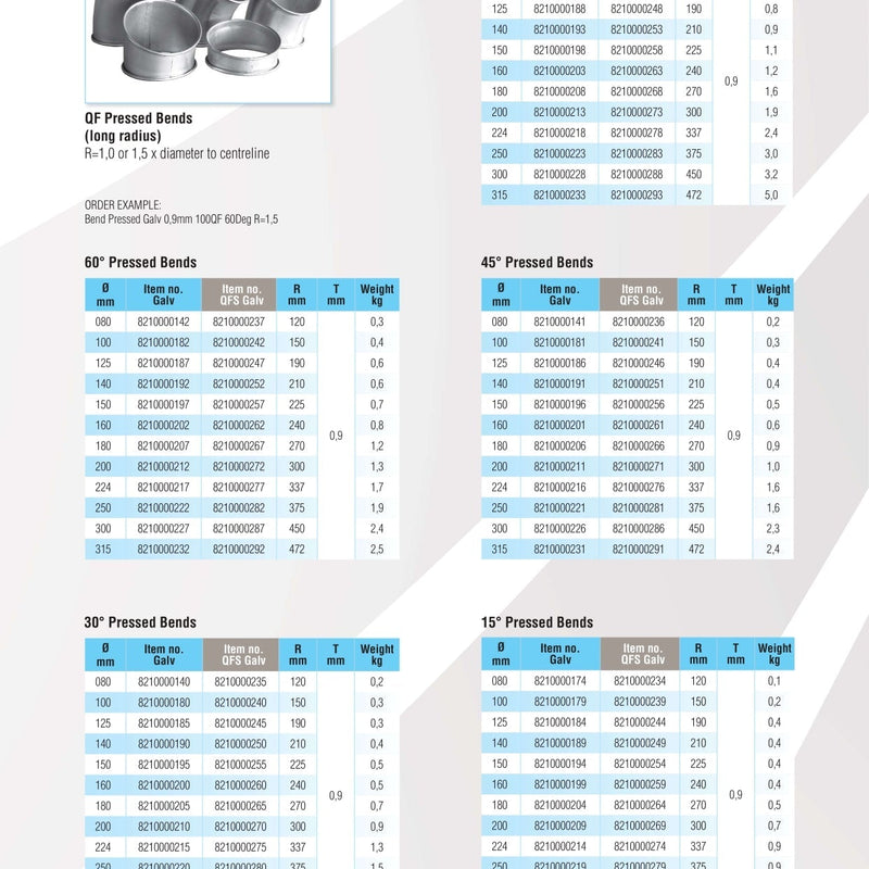 Quick-Fit Pressed Bend – Galvanised – Nordfab